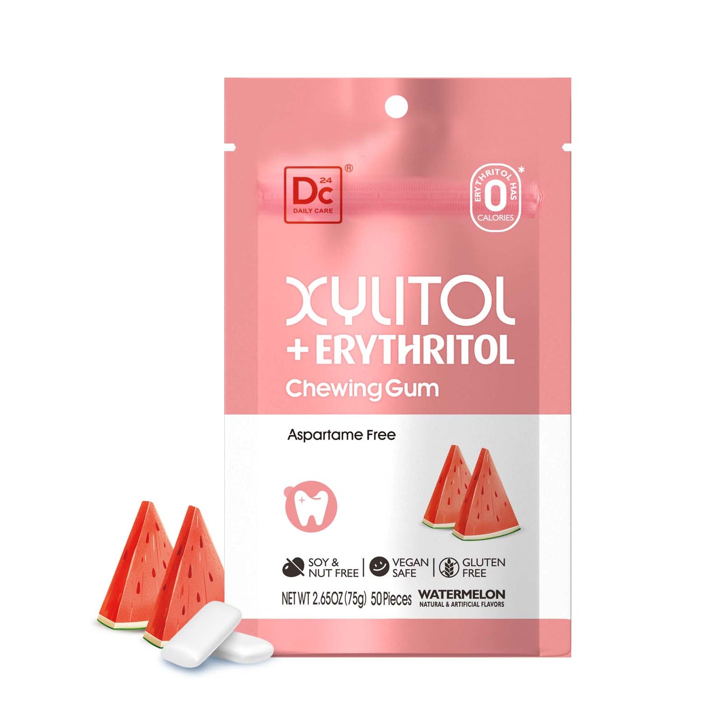 DC24 Daily Care Xylitol and Erythritol Gum Watermelon Flavor, pack of 1