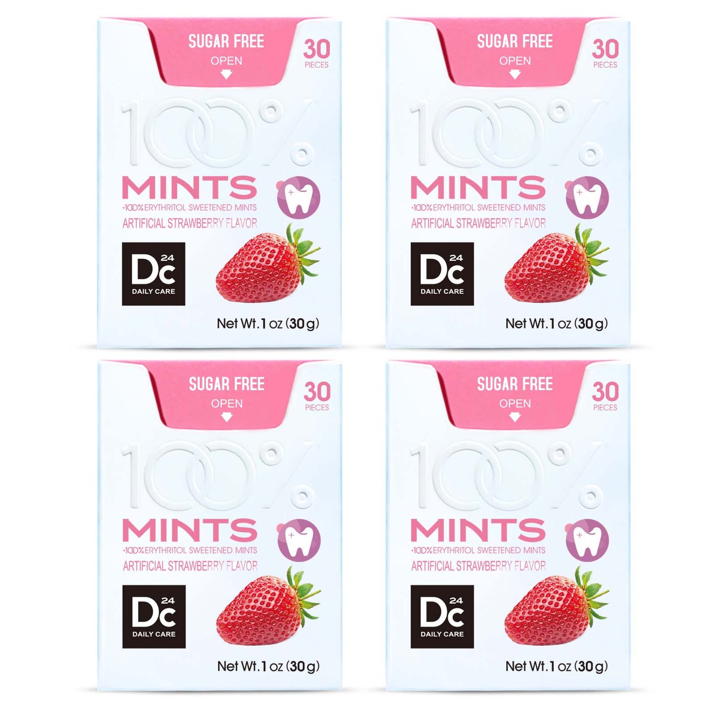 DC24 Daily Care Erythritol Mints-Strawberry (Pack of 4)